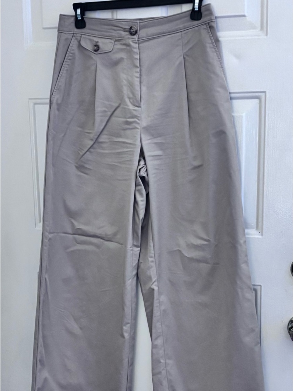 LOFT Coin Pocket Pleated Neutral Wide Leg High-Rise Pants in Light Taupe